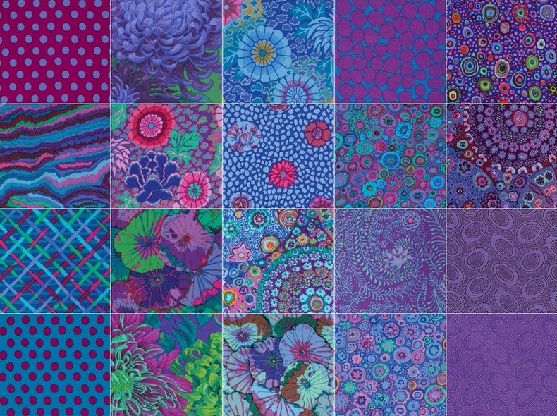 Kaffe Fassett Peacock 10" Squares/Layer Cake by Free Spirit Fabrics