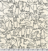 Cotton Flax Cats on Natural Fabric by Robert Kaufman – neutral background with black cat print
