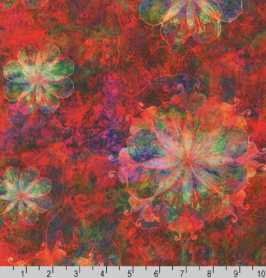 Venice – Florals Red Fabric by Christiane Marques, red and coral painterly floral cotton from Robert Kaufman.