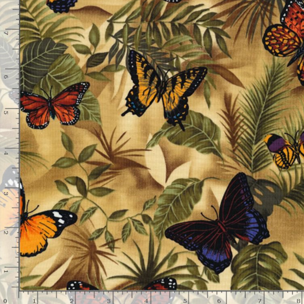 Butterfly Garden - Butterflies on Leaves Fabric