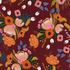 Amalfi - Lively Floral Burgundy Rayon Fabric