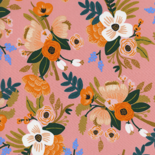 Amalfi - Lively Floral Coral Rayon Fabric