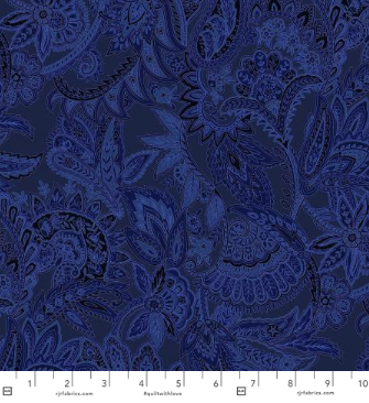 Maison Paisley Blue Fabric by Jinny Beyer for RJR Fabrics – classic blue paisley quilting cotton.