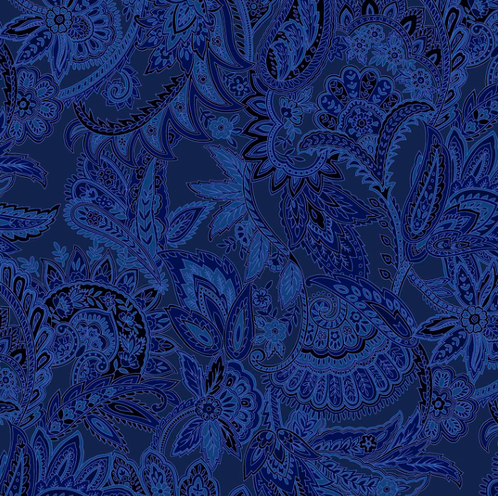 Maison Paisley Blue Fabric by Jinny Beyer for RJR Fabrics – classic blue paisley quilting cotton.