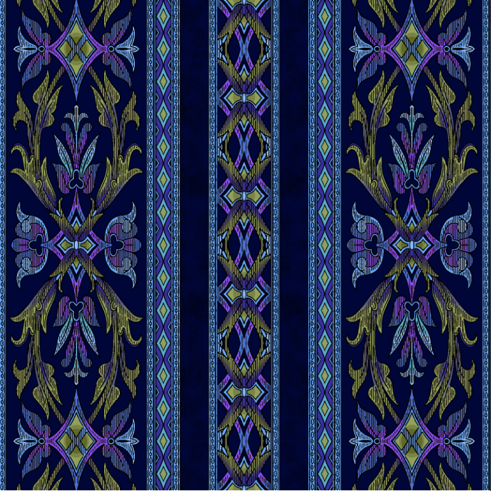 Floral Fantasy - Border Cobalt by Jinny Beyer
