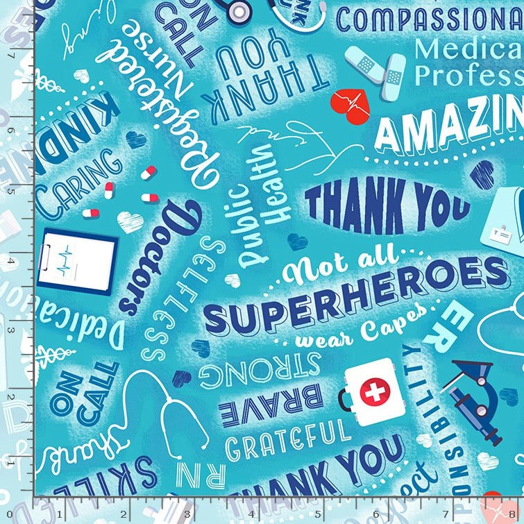 Everyday Heroes – Medical Heroes fabric by Timeless Treasures featuring doctors and nurses on premium quilting cotton